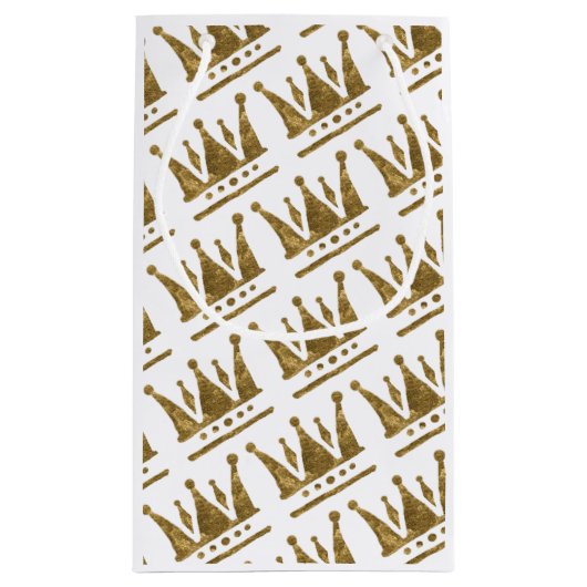 Gouden Kroon Custom Gift Bag - Klein, Glanzend Klein Cadeauzakje (Achterkant)