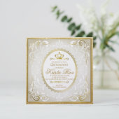 Gouden kroon, elegante, Quinceanera uitnodiging (Staand voorkant)