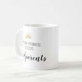 Gouden kroon Elke prins heeft de doop van peetoude Koffiemok (Voorkant links)