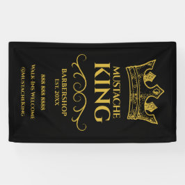 Gouden kroon en snor Barbershop Spandoek