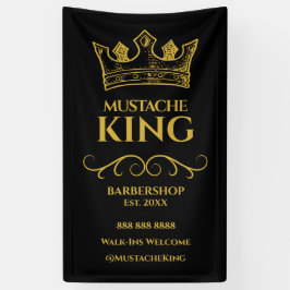 Gouden kroon en snor Barbershop Spandoek