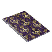 Gouden Kroon Fleur-de-lis Koninklijk Paars Patroon Notitieboek (Rechterzijde)