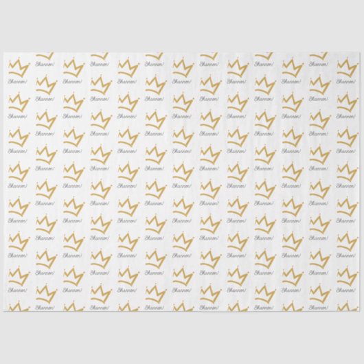 Gouden kroon gepersonaliseerd tissuepapier (Voorkant)