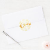 Gouden Kroon Hartsleutel Ronde Sticker (Envelop)