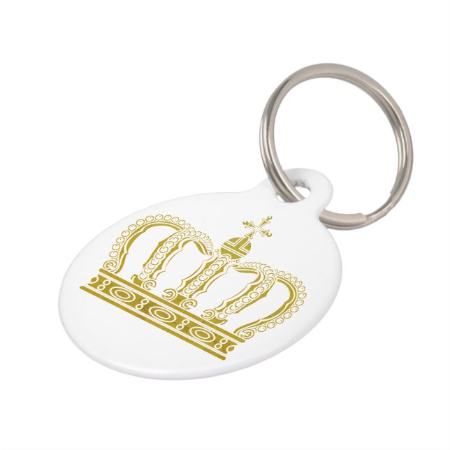 Gouden Kroon + jouw tekst Huisdierpenning (Zijkant)