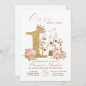 Gouden Kroon Kasteel Prinses 1e Verjaardag  Invi Kaart (Voorkant / Achterkant)