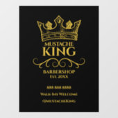 Gouden Kroon Koning Snor Kapperszaak Bedrijf Raamsticker (Vel)