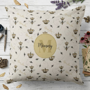 Gouden Kroon Koningin Bij Monogram Koninklijk Ivoo Kussen