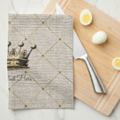  Gouden Kroon Koningin Koning EIGEN TEKST Theedoek (Quarter Fold)