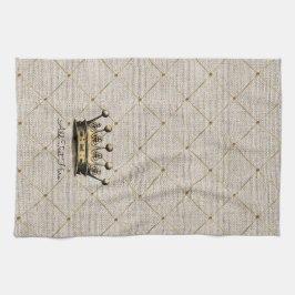  Gouden Kroon Koningin Koning EIGEN TEKST Theedoek