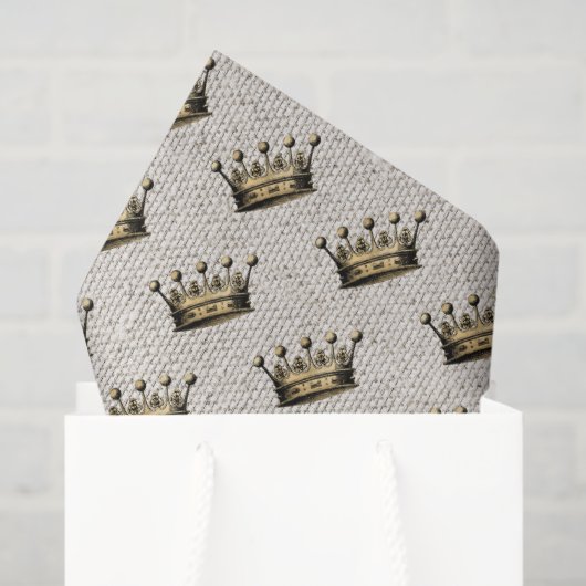  gouden kroon koninklijk patroon linnen chique ple tissuepapier (Cadeauzakje)