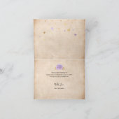 Gouden Kroon Licht Paarse Roos Elegant Geplooid Bedankkaart (Binnen)