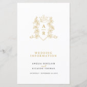 Gouden kroon monogram bruiloft gast informatie (Voorkant)