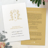 Gouden kroon monogram bruiloft gast informatie