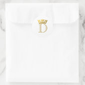 Gouden Kroon Monogram Ronde Sticker (Tas)