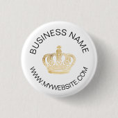 Gouden kroon naam website bedrijf merk kleur ronde button 3,2 cm (Voorkant)
