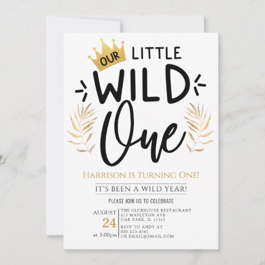 Gouden kroon onze kleine wilde een 1e verjaardag kaart (Voorkant)