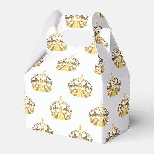 Gouden kroon op aangepaste kleur bruiloft bedankdoosjes (Voorkant Zijde)