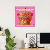 Gouden kroon op bloemen met vun Gezegde Poster (Thuiskantoor)