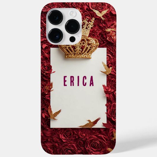 Gouden Kroon op Rode Achtergrond Omringd door Roze Case-Mate iPhone Case (Achterkant)