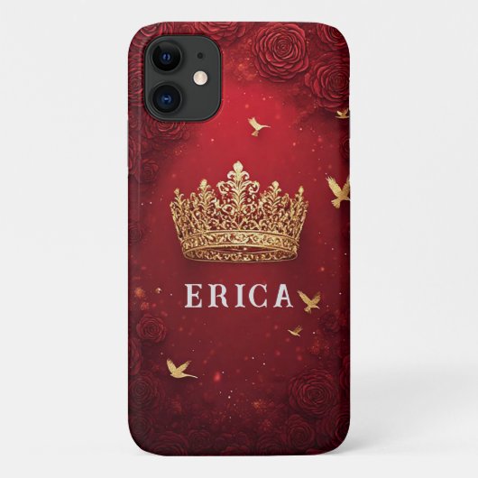 Gouden Kroon op Rode Achtergrond Omringd door Roze Case-Mate iPhone Case (Achterkant)