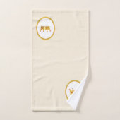 Gouden kroon op zandbeige bad handdoek (Handdoek)