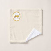 Gouden kroon op zandbeige bad handdoek (Wasdoekje)