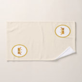 Gouden kroon op zandbeige bad handdoek (Handdoek)