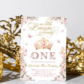 Gouden Kroon Prinses Blush Roze Bloemen Verjaardag Kaart