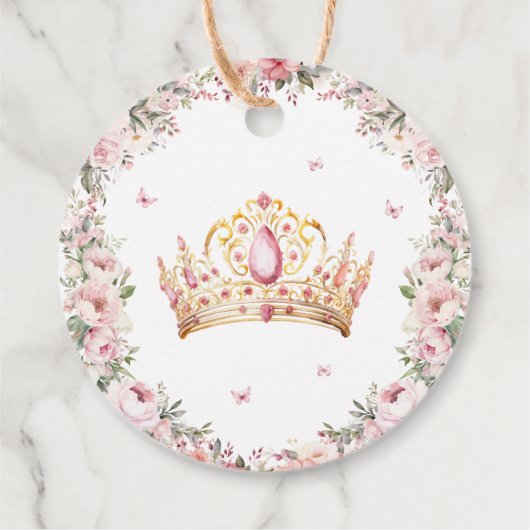 Gouden Kroon Prinses Meisje 1e Verjaardag Bedankjes Labels (Achterkant)