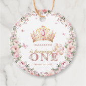 Gouden Kroon Prinses Meisje 1e Verjaardag Bedankjes Labels (Voorkant)