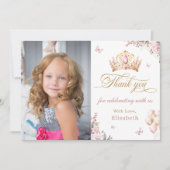 Gouden Kroon Prinses Meisje Verjaardag Dank u kaar Kaart (Voorkant)