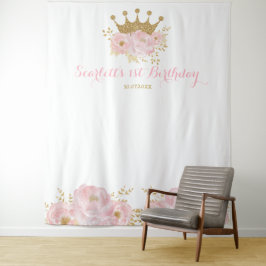 Gouden Kroon Prinses Verjaardag Achtergrond Fotoho Wandkleed
