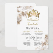 Gouden kroon quinceañera kaart (Voorkant / Achterkant)