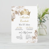 Gouden kroon quinceañera kaart (Staand voorkant)