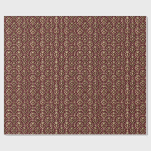 Gouden Kroon & Rode Fluwelen Koninklijk Damast Pat Cadeaupapier
