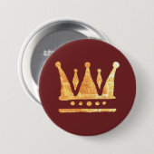 Gouden Kroon Ronde Badge Button 7,6 Cm (Voorkant /achterkant)
