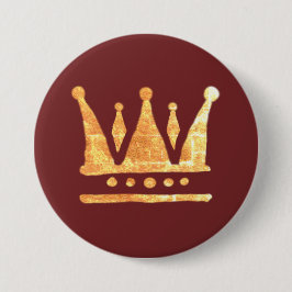 Gouden Kroon Ronde Badge Button 7,6 Cm