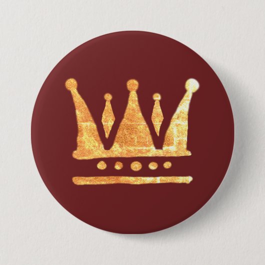 Gouden Kroon Ronde Badge Button 7,6 Cm (Voorkant)