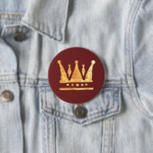 Gouden Kroon Ronde Badge Button 7,6 Cm (In situ)
