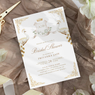 Gouden Kroon Royal White Pauw Bruiloft Borrel Kaart