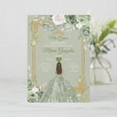 Gouden Kroon Sage Groen Mis Quince 15 Anos Jurken Kaart (Staand voorkant)
