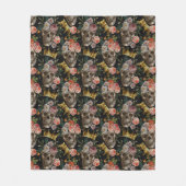 Gouden Kroon Schedel Rode Rozen Donker Gotisch Hal Fleece Deken (Voorkant)