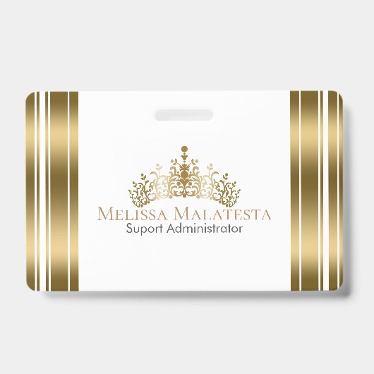 Gouden Kroon & Strepen Modern Design Badge (Voorzijde)