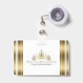 Gouden Kroon & Strepen Modern Design Badge (Voorzijde met uittrekbare clip)