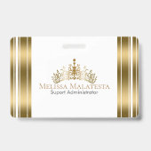 Gouden kroon & strepen Modern ontwerp Badge (Achterkant)