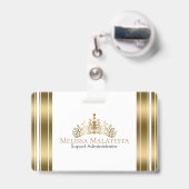 Gouden kroon & strepen Modern ontwerp Badge (Achterkant met intrekbare clip)