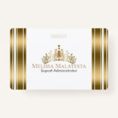 Gouden kroon & strepen Modern ontwerp Badge (Achterkant)