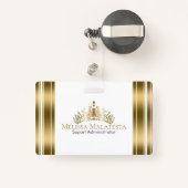 Gouden kroon & strepen Modern ontwerp Badge (Achterkant met intrekbare)