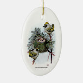 gouden kroonkroon Kinglet Keramisch Ornament (Rechts)